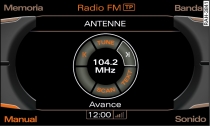 Búsqueda automática de emisoras FM hacia delante